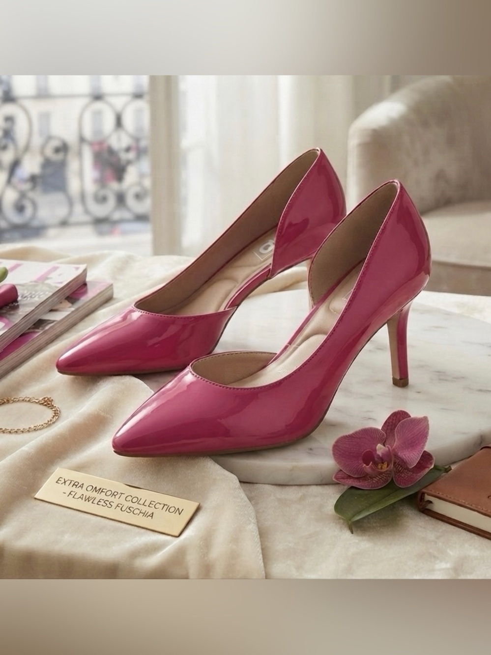 pop Patent Pointed-Toe Pumps in Fuchsia